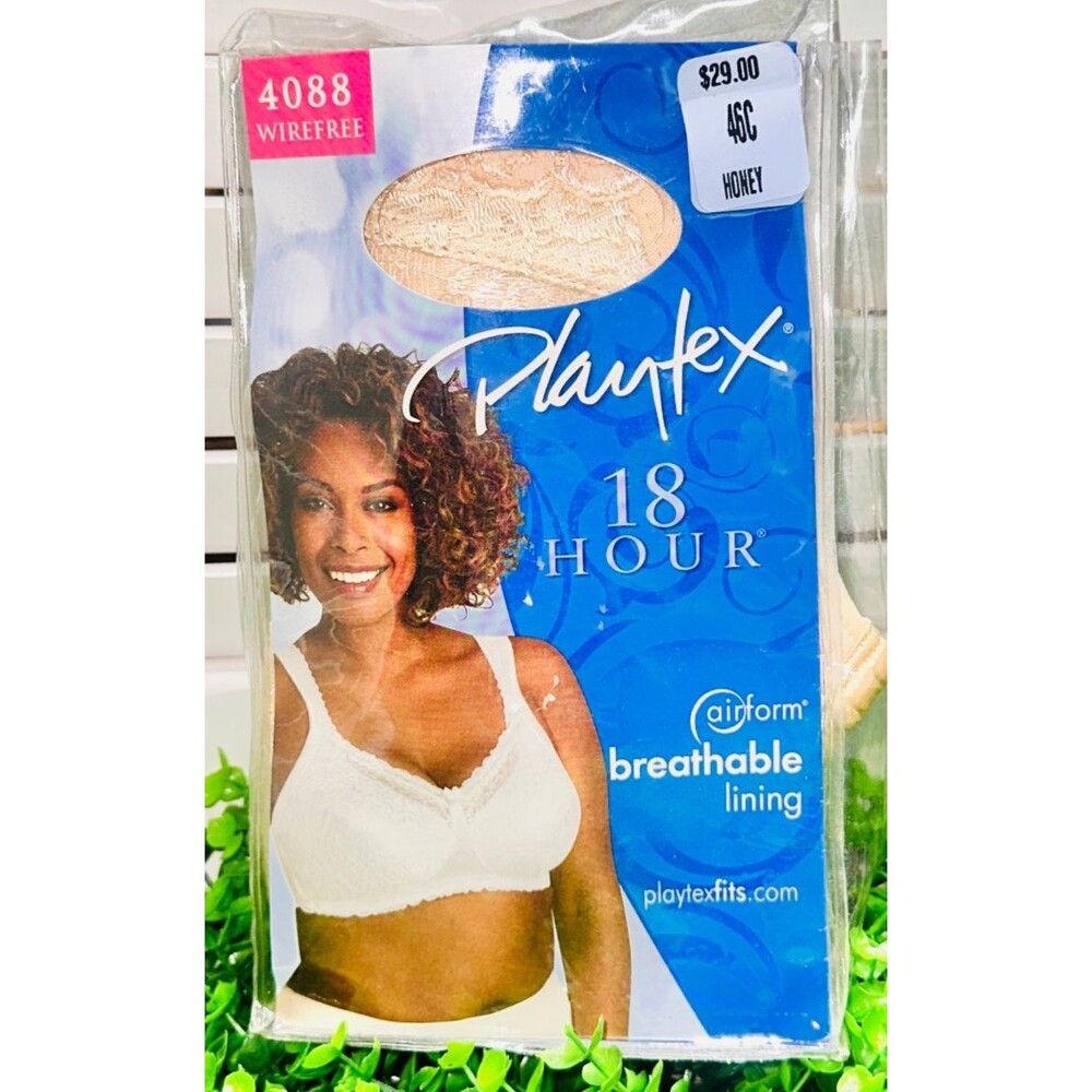 46C Bra Playtex 18 Hour Wire Free 4088 Honey Breathable Lining Airform